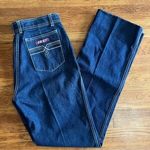 vintage Fast jeans dark wash 80s 13 28” waist straight creased